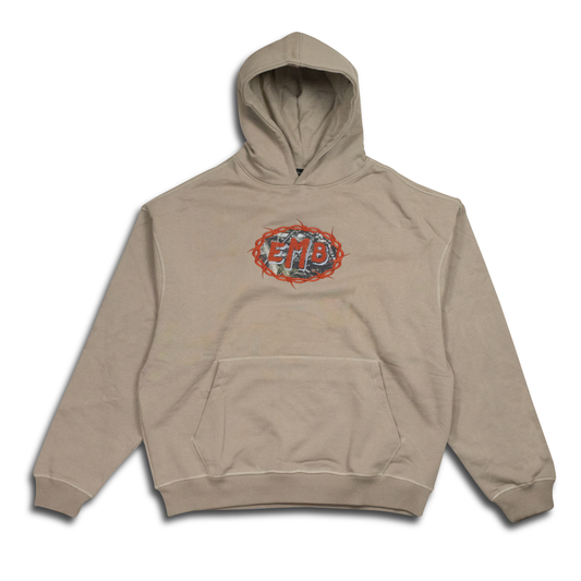 TightTope EmB Barbed Wire Applique Hoody - Stone/Burnt Orange